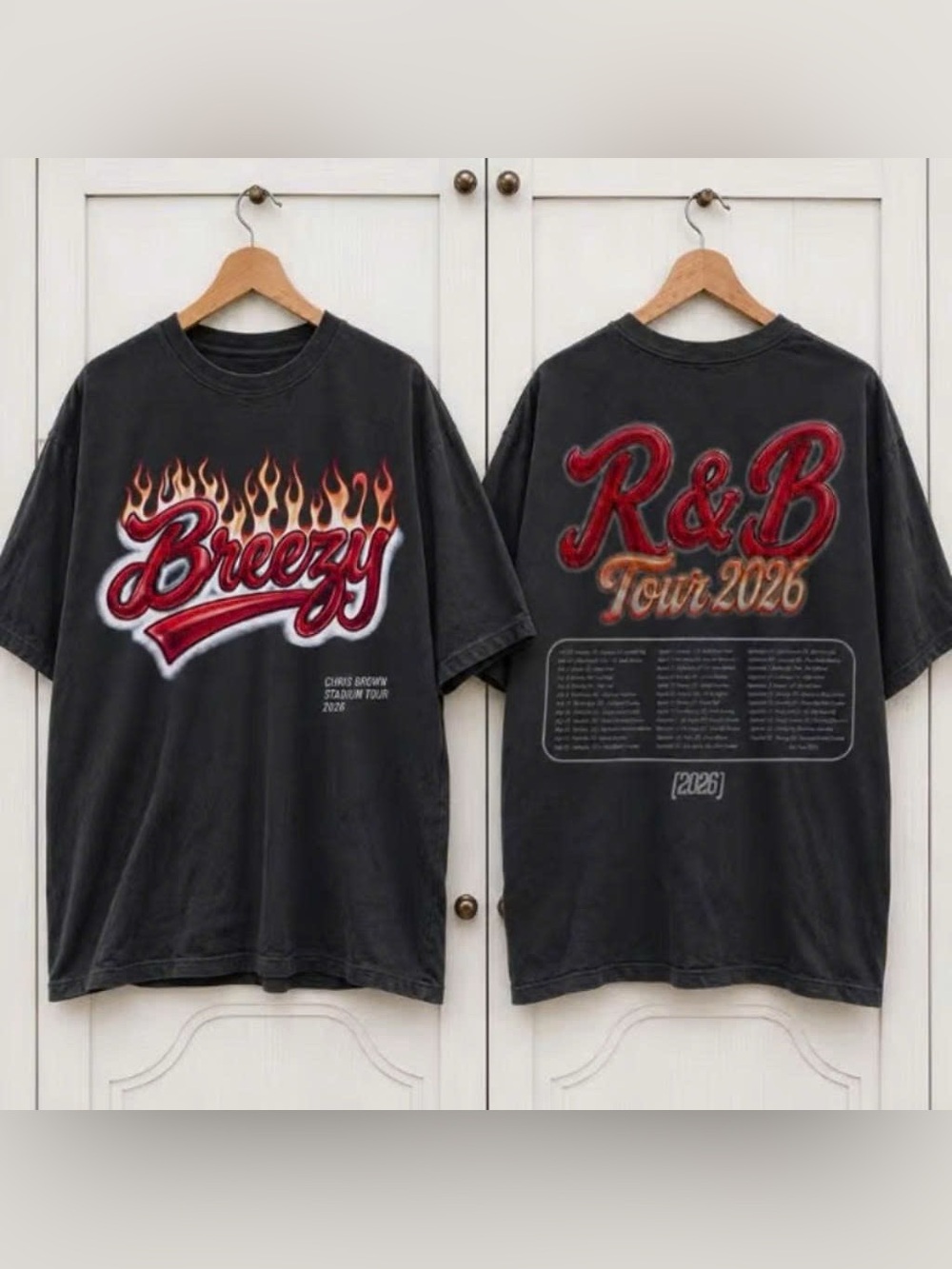 Vintage Chris Brown 'Breezy' Black Graphic Tour T-Shirt - R&B Tour 2026
